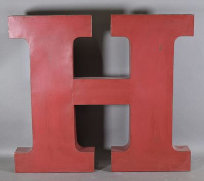 a large red letter h on a white background