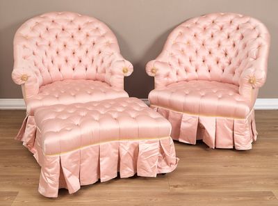 Style Napoléon III Paire de bergères et un repose-pied En sa…