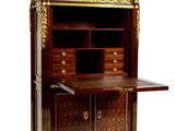 an image of a desk with a bookcase on top of it