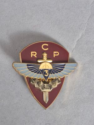 un gros plan d'un insigne orné d'une épée et d'ailes