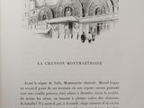 an old book with a drawing of a church in the middle of it