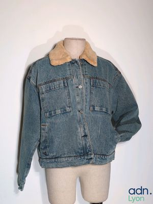 denim jacket with faux collar and cuffs