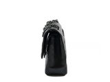 women ' s black high heeled shoes with a bow on the toe
