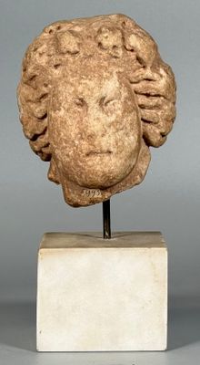 tête de femme en marbre aux cheveux bouclés
