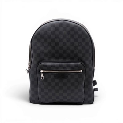an image of a black and grey backpack on a white background