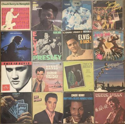 an image of a collage of elvis presley ' s album covers