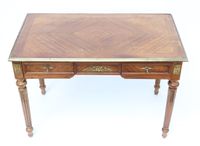 Bureau plat de forme rectangulaire en bois naturel et bois d… (photo 2)