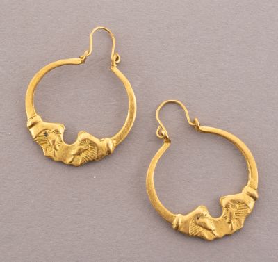 gold plated hoop earrings with a design of flowers and leaves