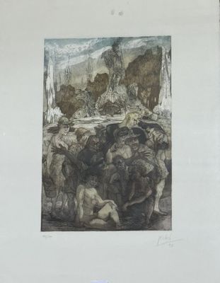 ECOLE DU Xxe, Lithographie signée VELASCO datée 93 et numéro…