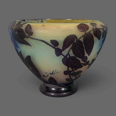 an image of a vase with leaves on it