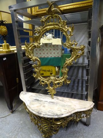 Console d’applique de style Rocaille en bronze dessus marbre (80 ...