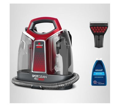 un gros plan sur un aspirateur et un flacon de produit nettoyant