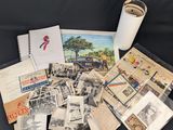 an old photo of a bunch of old photos and a cup of coffee