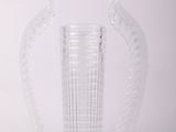 un vase en verre transparent muni d'une longue anse, sur fond blanc
