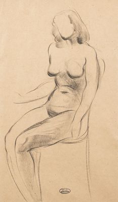 an image of a drawing of a woman sitting on a chair