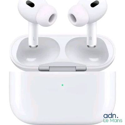 a pair of airpods sitting on top of a white box
