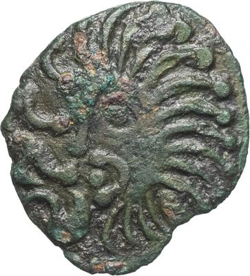une pièce ancienne sur laquelle figure un visage
