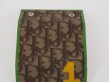 brown and green bifold wallet with number 1 on it