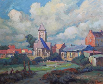 Georges GONTHIER (1886-1969), "Eglise de campagne", huile su…