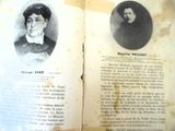 an old book with a picture of a woman and a man on it