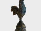statue of a rooster on a pedestal on a white background