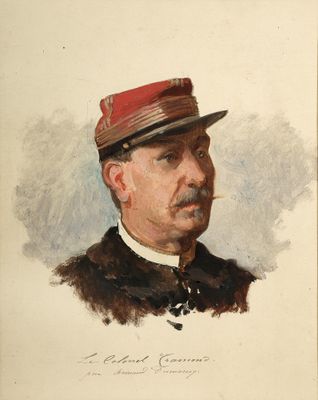 portrait of a man in a red hat with a pipe in his mouth