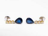 a pair of blue sapphire and diamond earrings