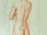 an image of a drawing of a nude woman with her back to the camera