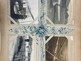 an old photo of a group of pictures of people on a bridge