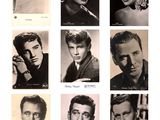 several black and white photographs of men and women in formal clothes