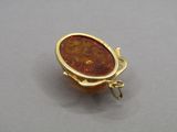 an image of a gold plated broochee with a red stone in the center