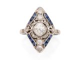 bague art déco en diamant et saphir