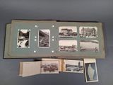 an old book with pictures of buildings and other buildings on it