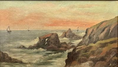 une image d'un tableau représentant un bateau dans l'eau
