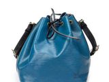 Sac seau Louis Vuitton en cuir Epi bleu