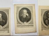 three old black and white portraits of men in oval frames