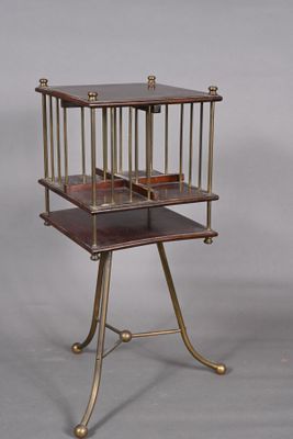 an image of a birdcage on a stand with two birds in it