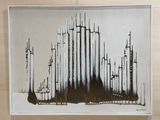 une photo d'un tableau représentant une ville avec de grands immeubles