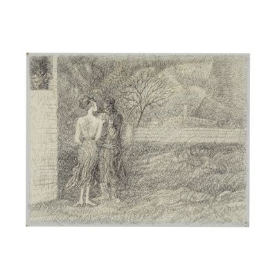 an image of a drawing of a man and a woman standing in a field