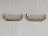 pair of antique brass and frost glass wall sconces