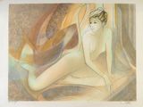 painting of a nude woman sitting on the ground in front of a window