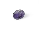 amethorate oval faceted gemstone with a white background