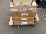 several boxes are stacked on top of each other in a warehouse