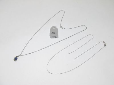 chaîne maille forçat L:44,5cm retenant 1 pendentif serti d… - Photo 1