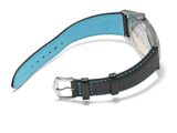 an image of a watch with a blue strap on a white background