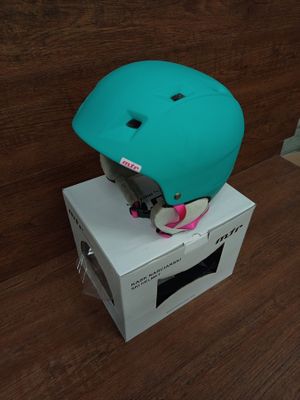 a helmet that is sitting on top of a box