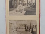 an old photo of two photographs of a street and a building