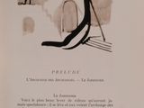 a black and white picture of a book with a picture of a person sitting on a chair