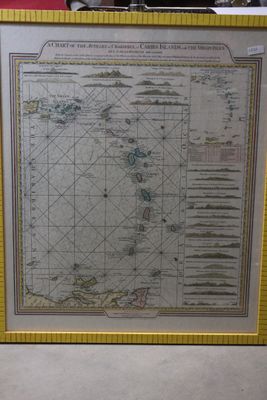 Reproduction encadrée sous verre "A chart of the Antilles" 5…