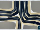 an image of a painting of a cross made out of black and white strips